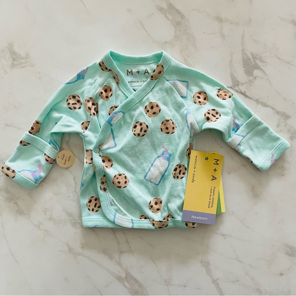 Monica + Andy Newborn Baby Mint Cookie Print Top